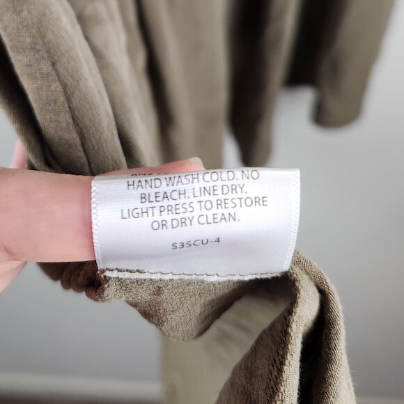 Eileen Fisher Silk Cotton High Low Tank Top Army Green sz L flawed - Picture 8 of 10